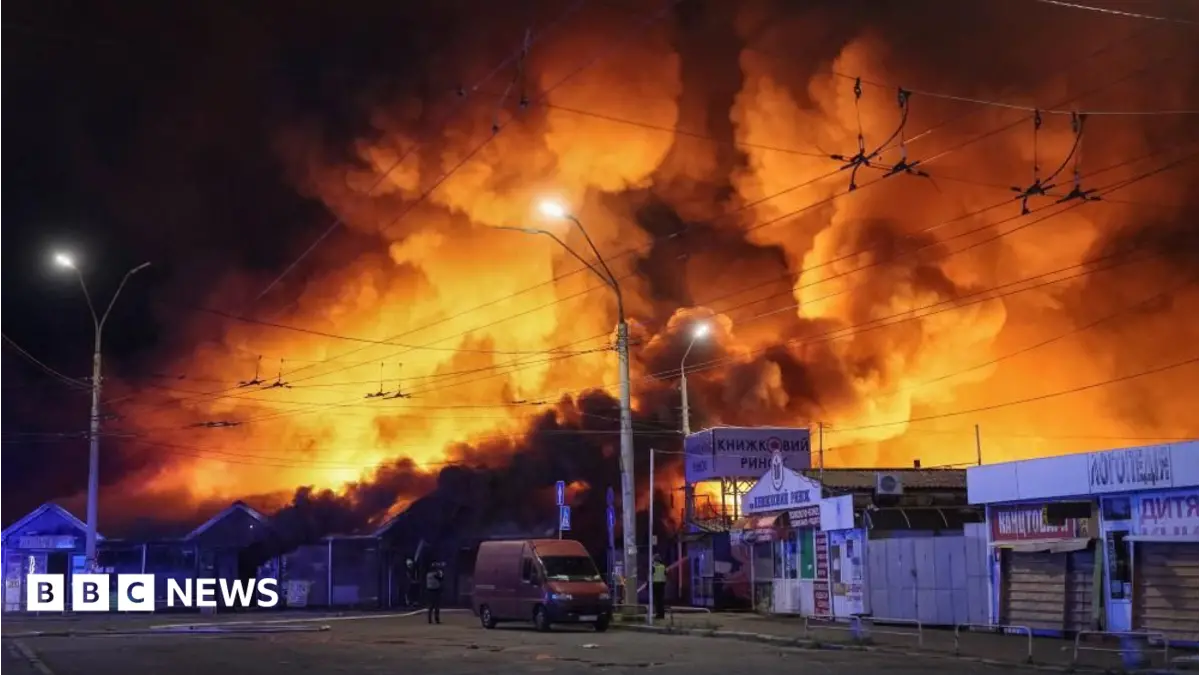 Russian Missile and Drone Barrage Kills Three in Ukraine, Strikes Kyiv Market
