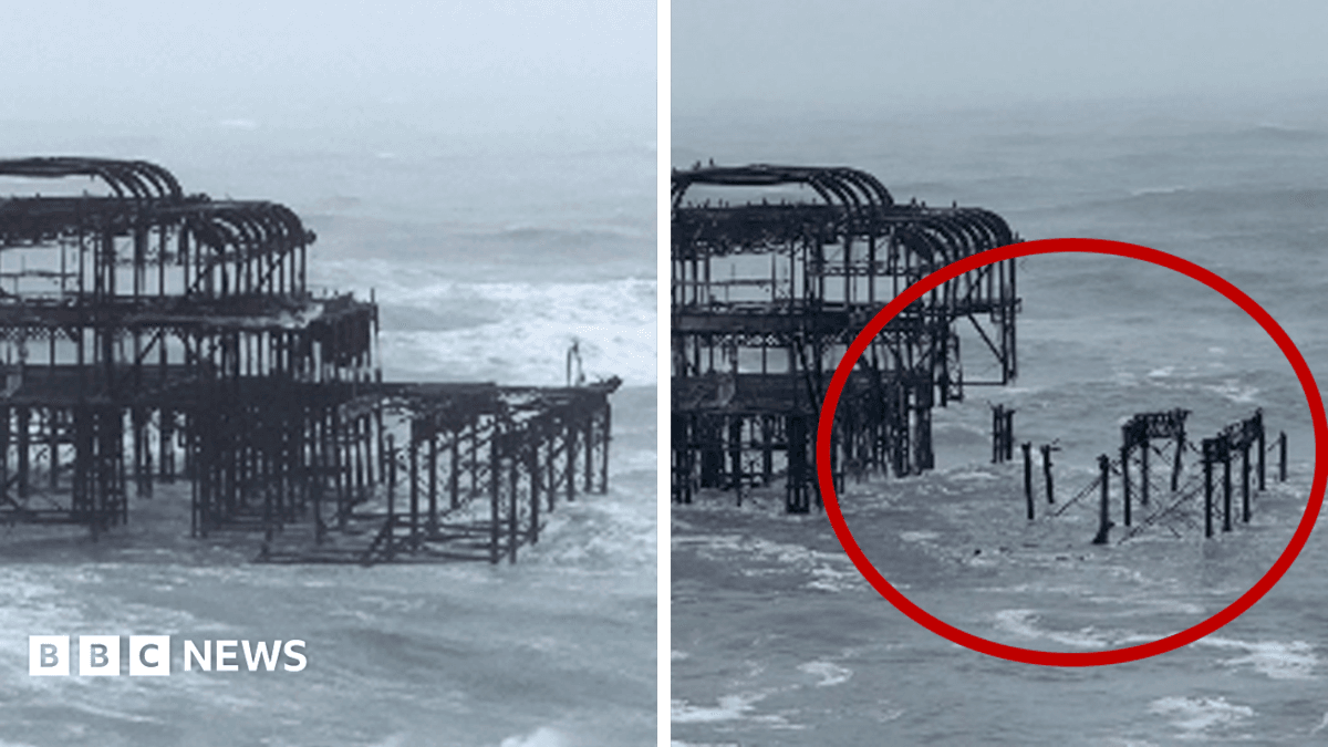 Brighton's West Pier Section Collapses into Sea During Storm Austen