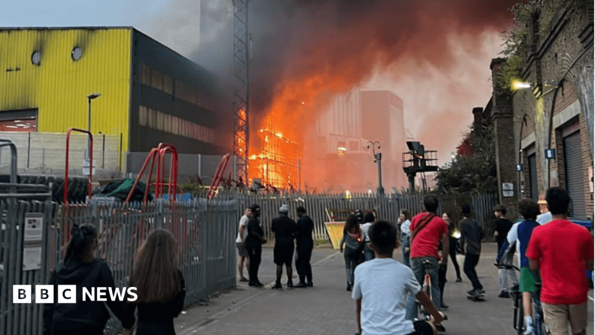 London Waste Recycling Centre Engulfed by Fire, One Hundred Firefighters Respond