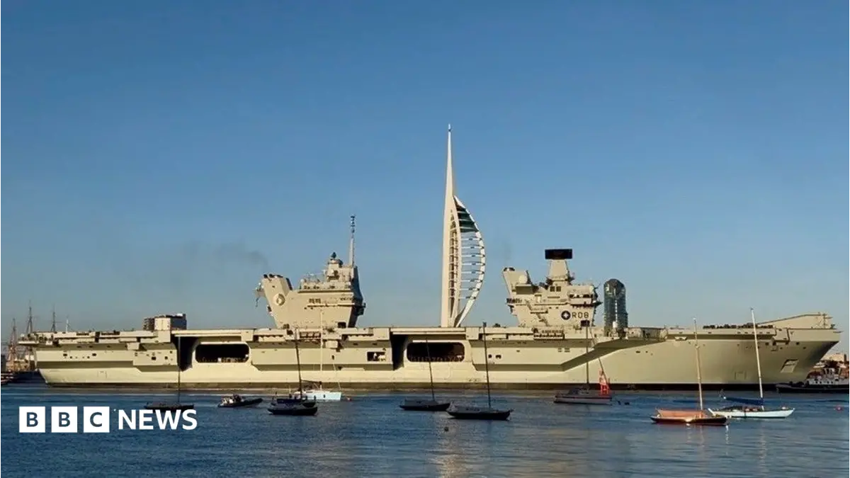HMS Queen Elizabeth Aircraft Carrier Leaves Portsmouth for NATO Drills