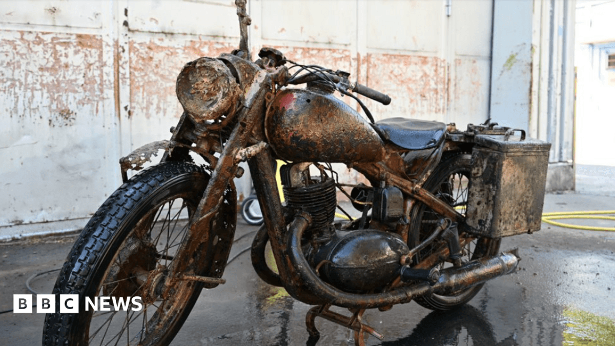 Danube River's Receding Water Levels Expose World War II Remains, Motorcycle