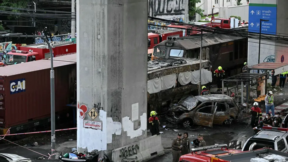 Bangkok Freight Train Collision Engulfs Bus, Kills Eight, Injures Twenty-Five