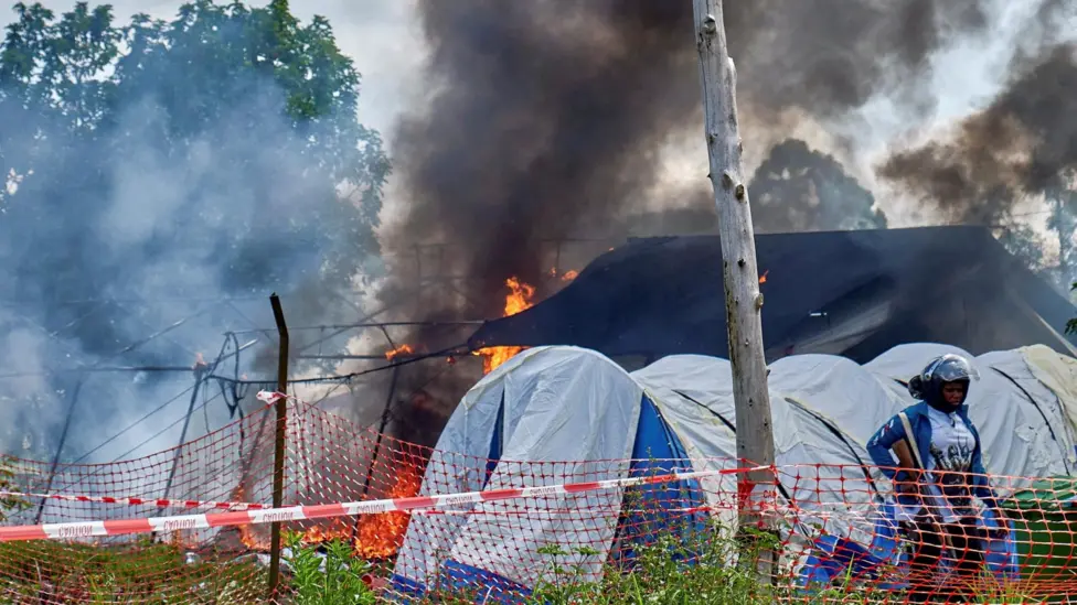 Crowd Burns Ebola Isolation Tents at Rwampara General Hospital, DR Congo
