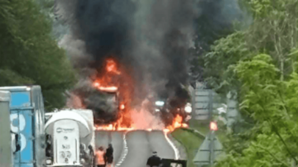 A9 Motorway Closed Near Dunkeld After Lorry Incinerates, Police Confirm Day-Long Disruption